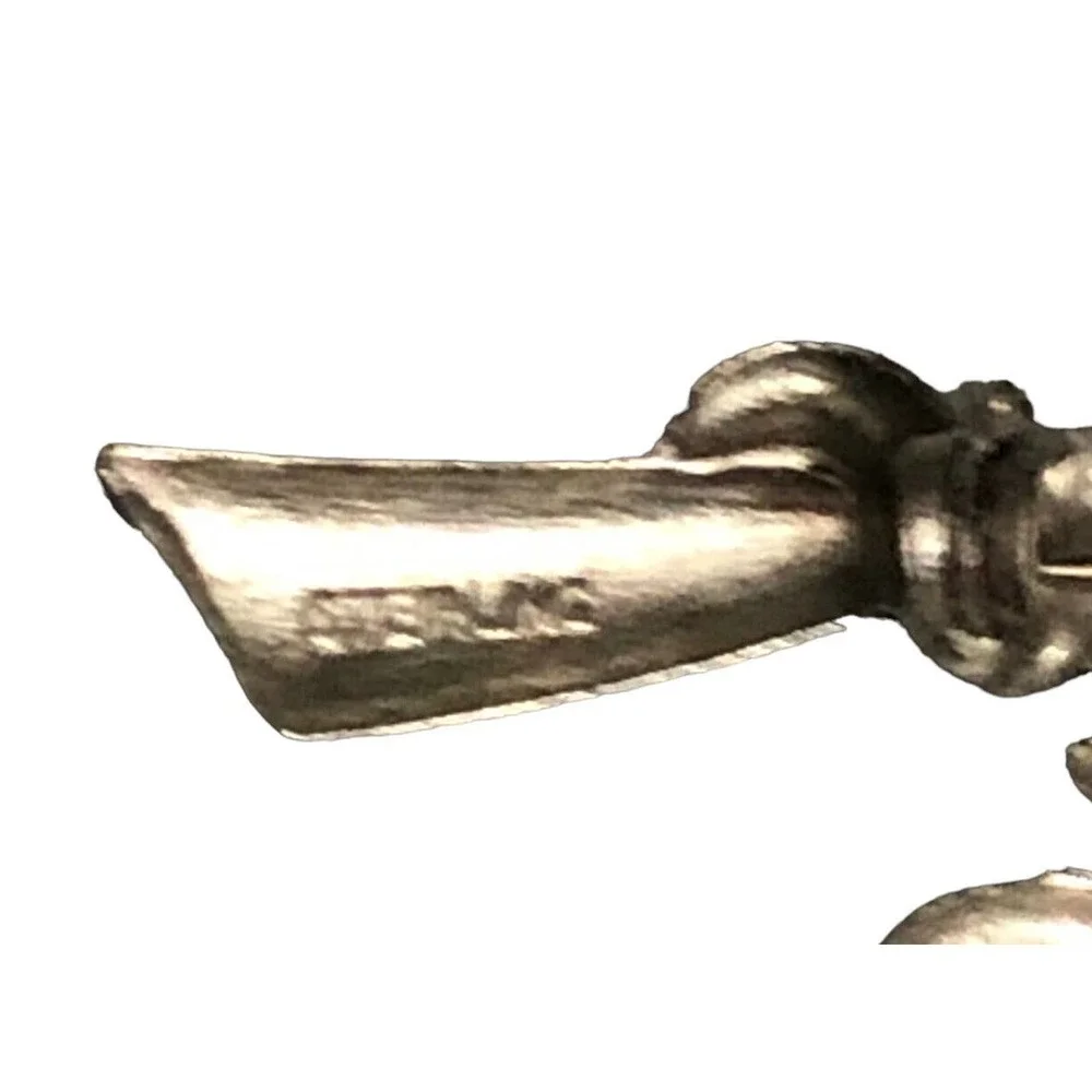 Sterling Silver Tulip Flower Ribbon Brooch Pin Signed Jewelry Art Deco